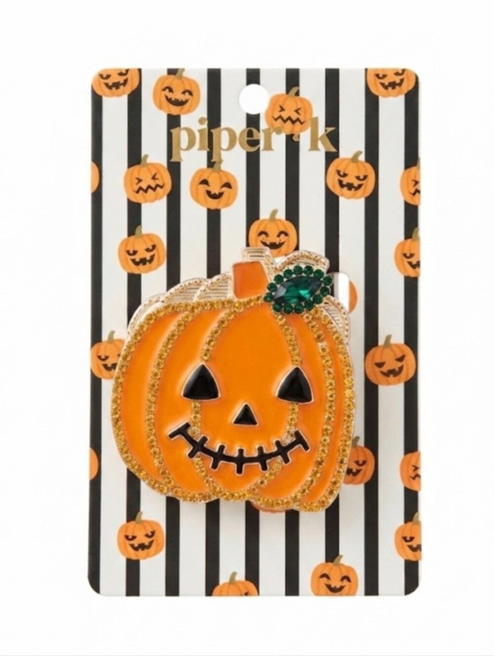 🧡▪️Piper K  ▪️Orange Pumpkin  Boo Metal Halloween Hair Claw  Clip